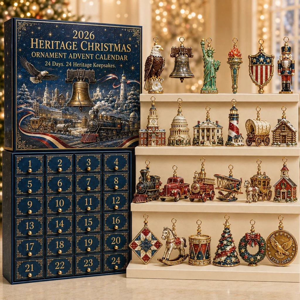 America 250 Advent Calendar 2026 - 24 American Heritage Christmas Ornaments
