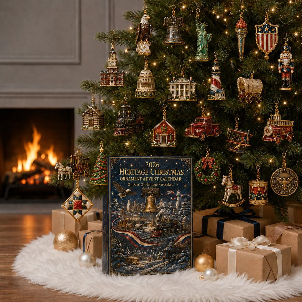 America 250 Advent Calendar 2026 - 24 American Heritage Christmas Ornaments