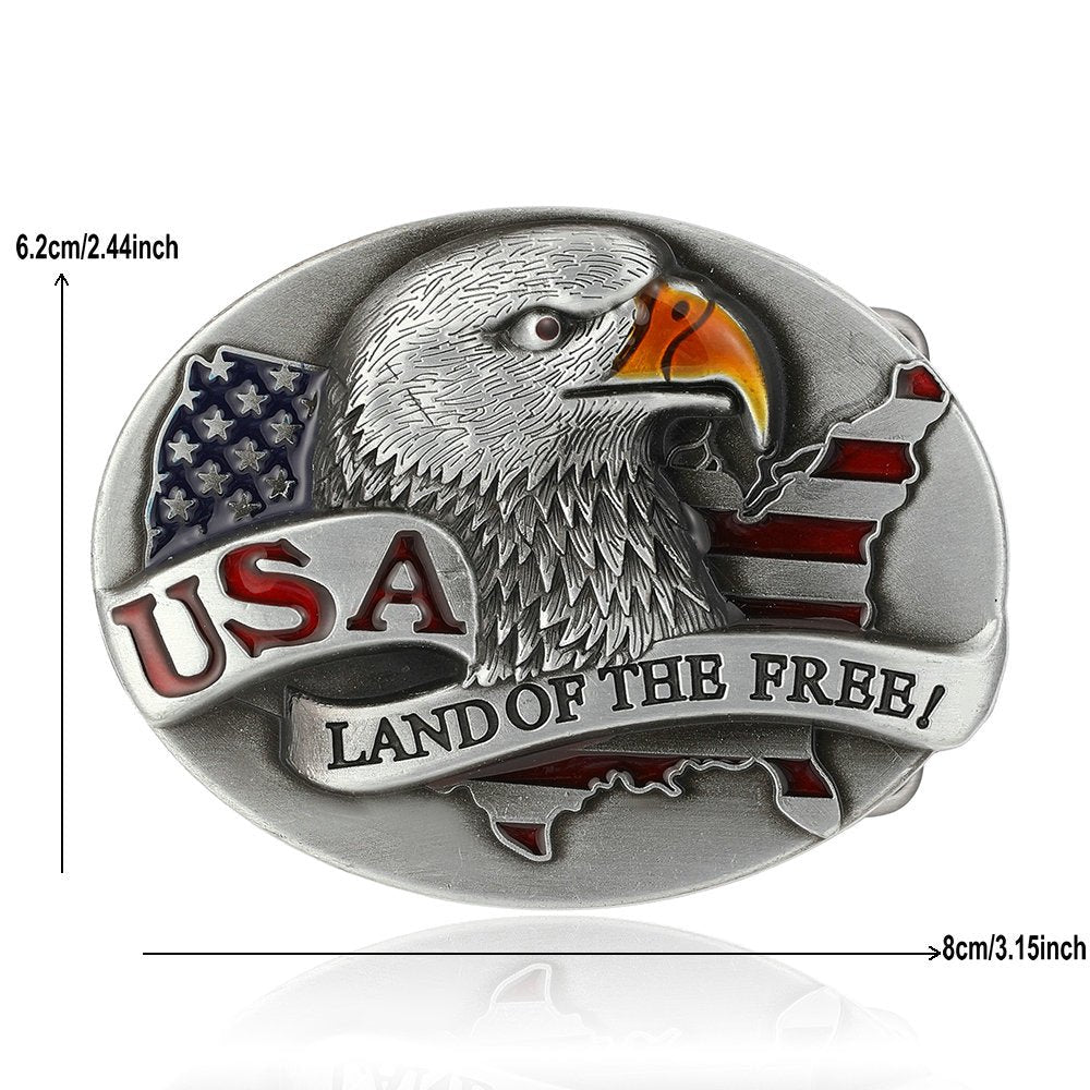 American Bald Eagle USA Flag Belt Buckle