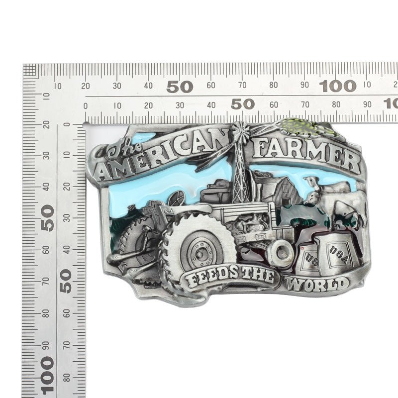 American Farmer Feeds The World Western Belt Buckle