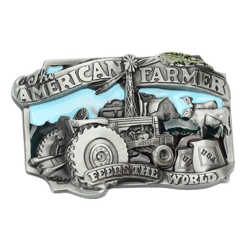 American Farmer Feeds The World Western Belt Buckle
