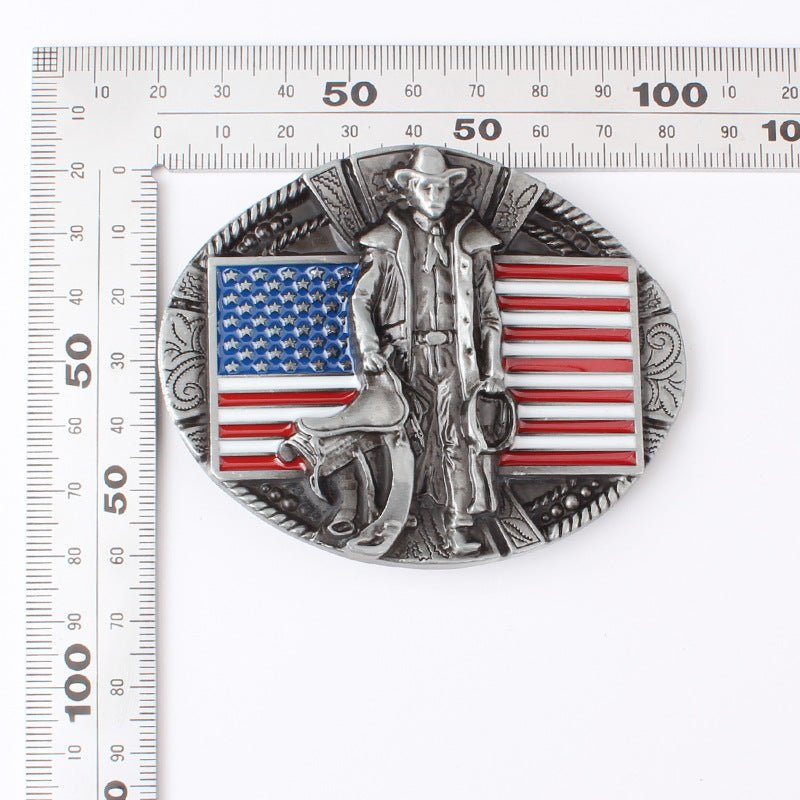 American Flag Cowboys Belt Buckle