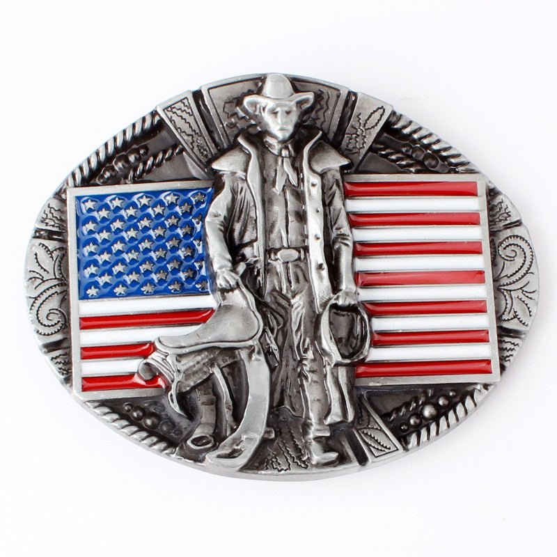 American Flag Cowboys Belt Buckle