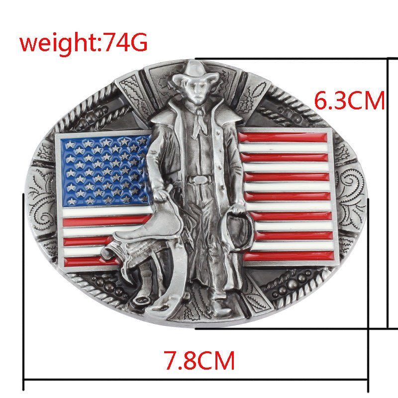 American Flag Cowboys Belt Buckle