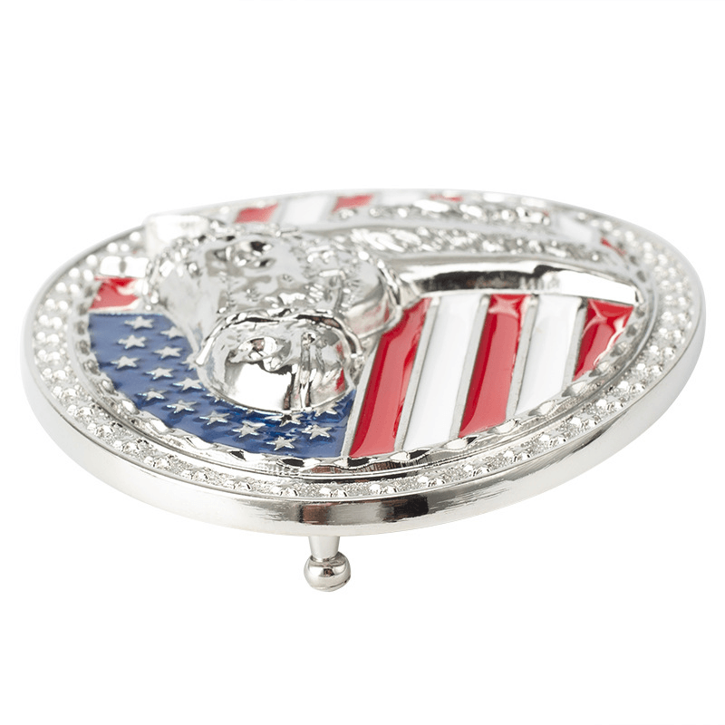 American Flag with Horse Head Western Belt Buckle