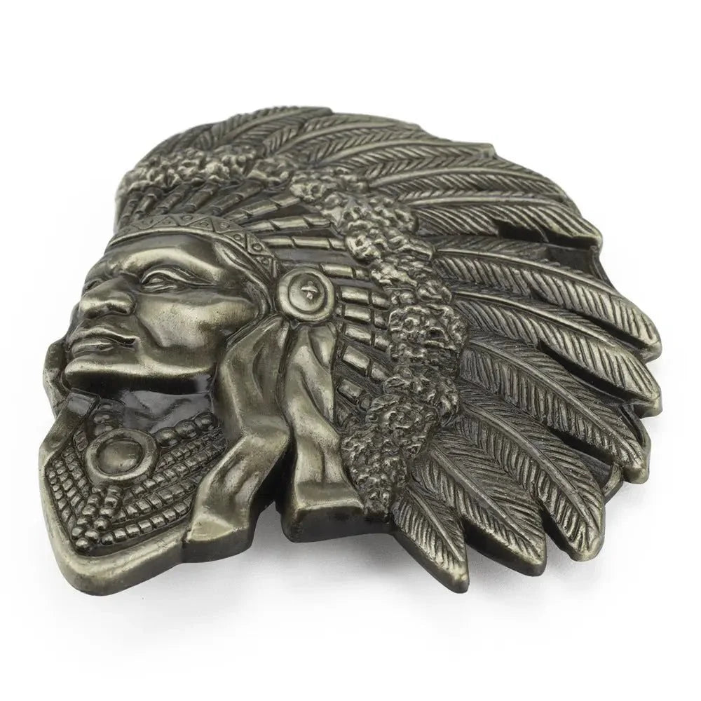 Native American Chief Alloy Belt Buckle