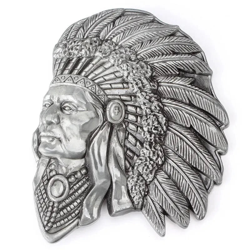 Native American Chief Alloy Belt Buckle