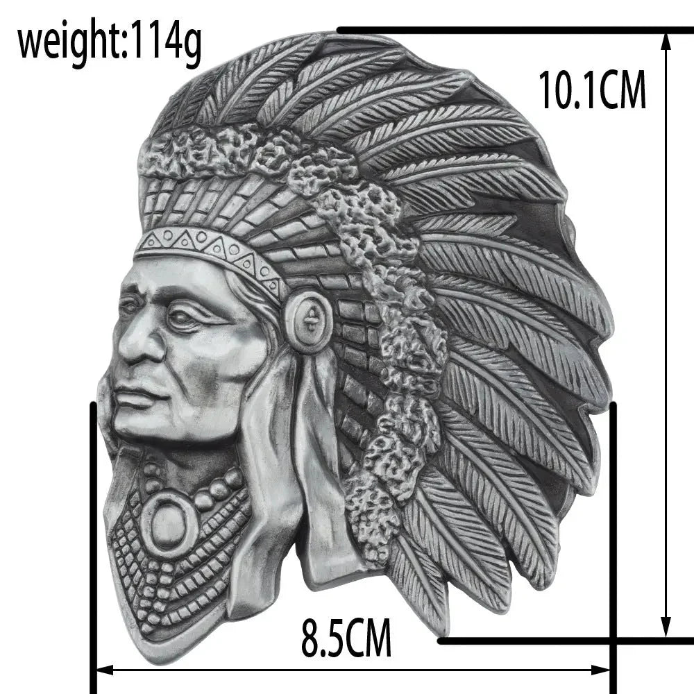 Native American Chief Alloy Belt Buckle