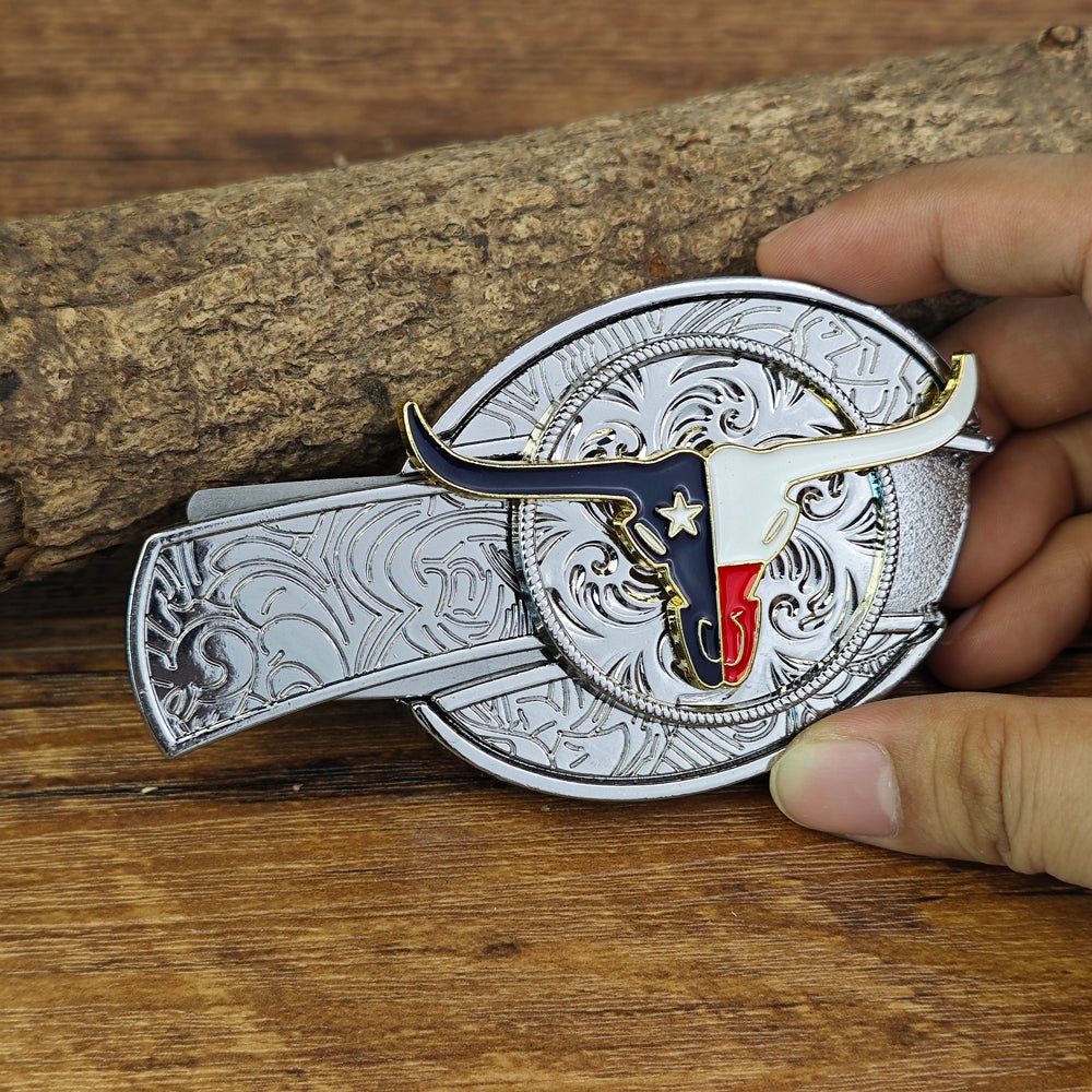 American Pride Patriotic White Cowboy Belt Buckle
