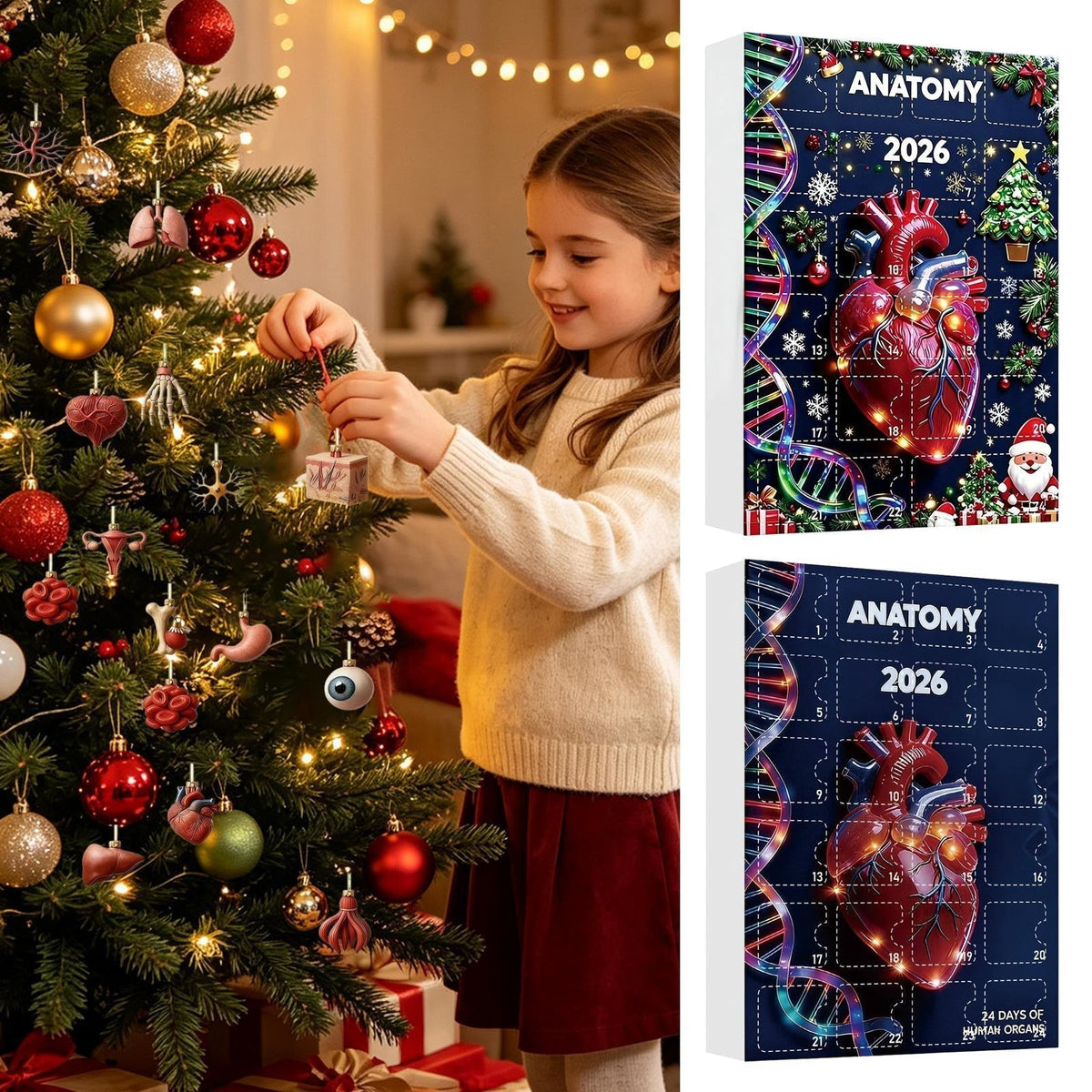 Anatomy Advent Calendar 2026 - 24 Human Organ Ornaments