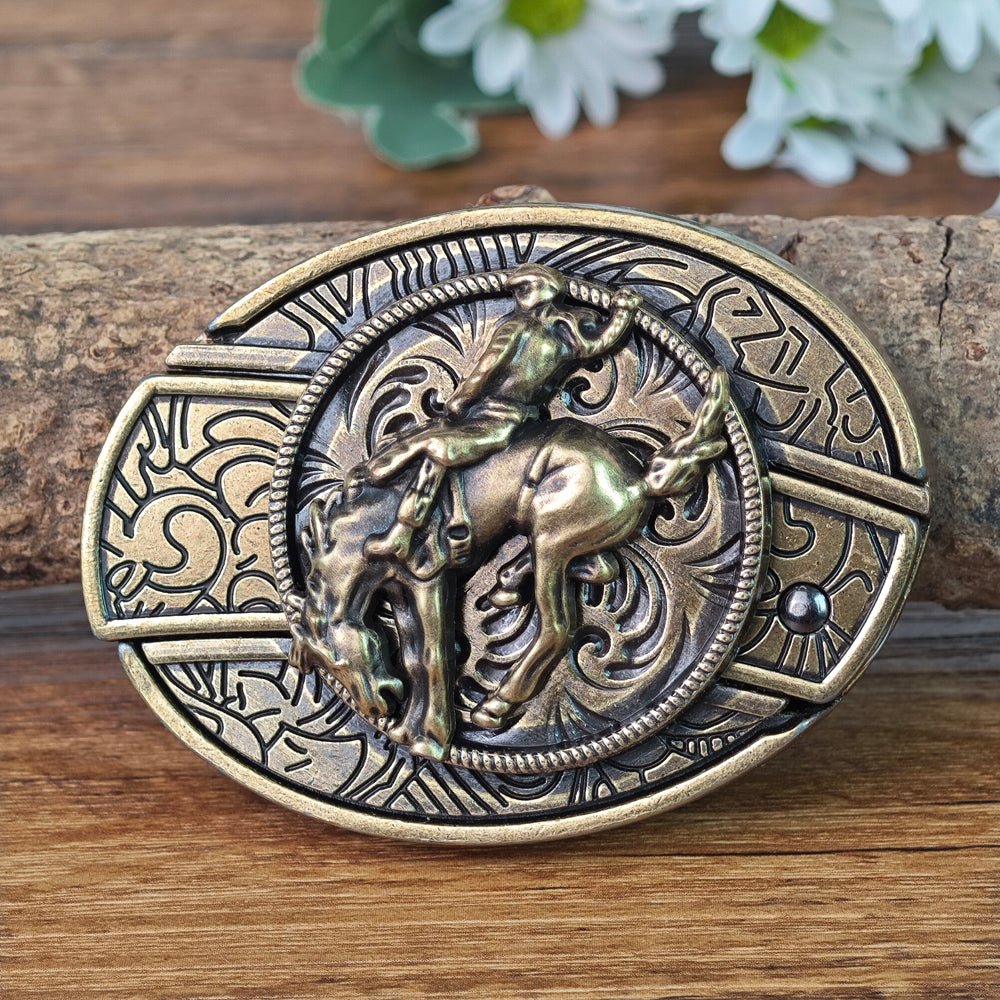 Antique Brass Rodeo Cowboy Belt Buckle