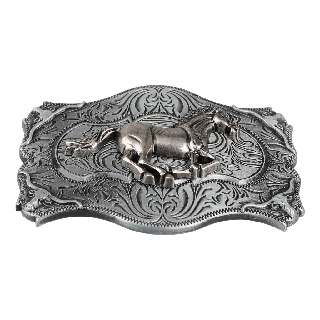 Antique Silver Western Belt Buckle for Cowboy Cowgirl