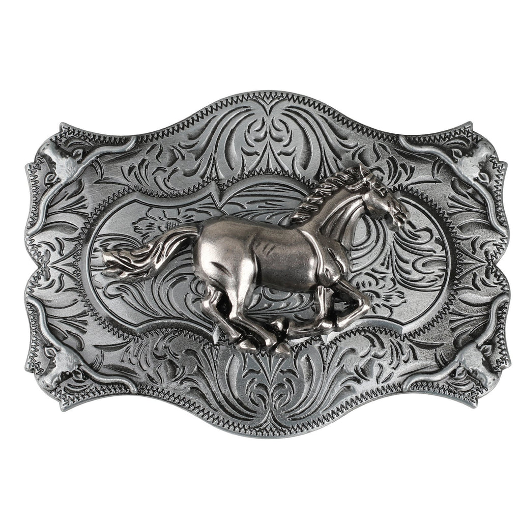 Antique Silver Western Belt Buckle for Cowboy Cowgirl