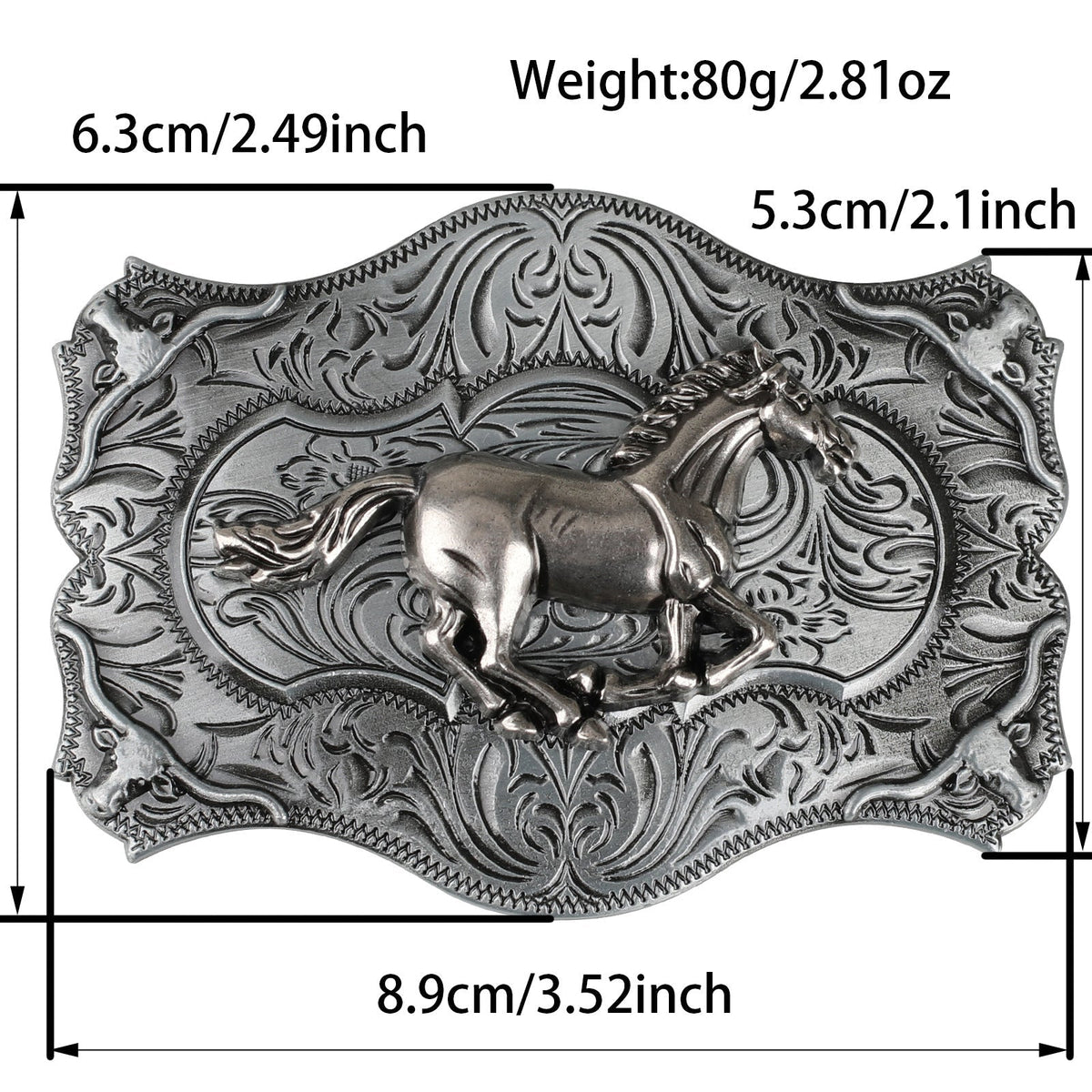 Antique Silver Western Belt Buckle for Cowboy Cowgirl