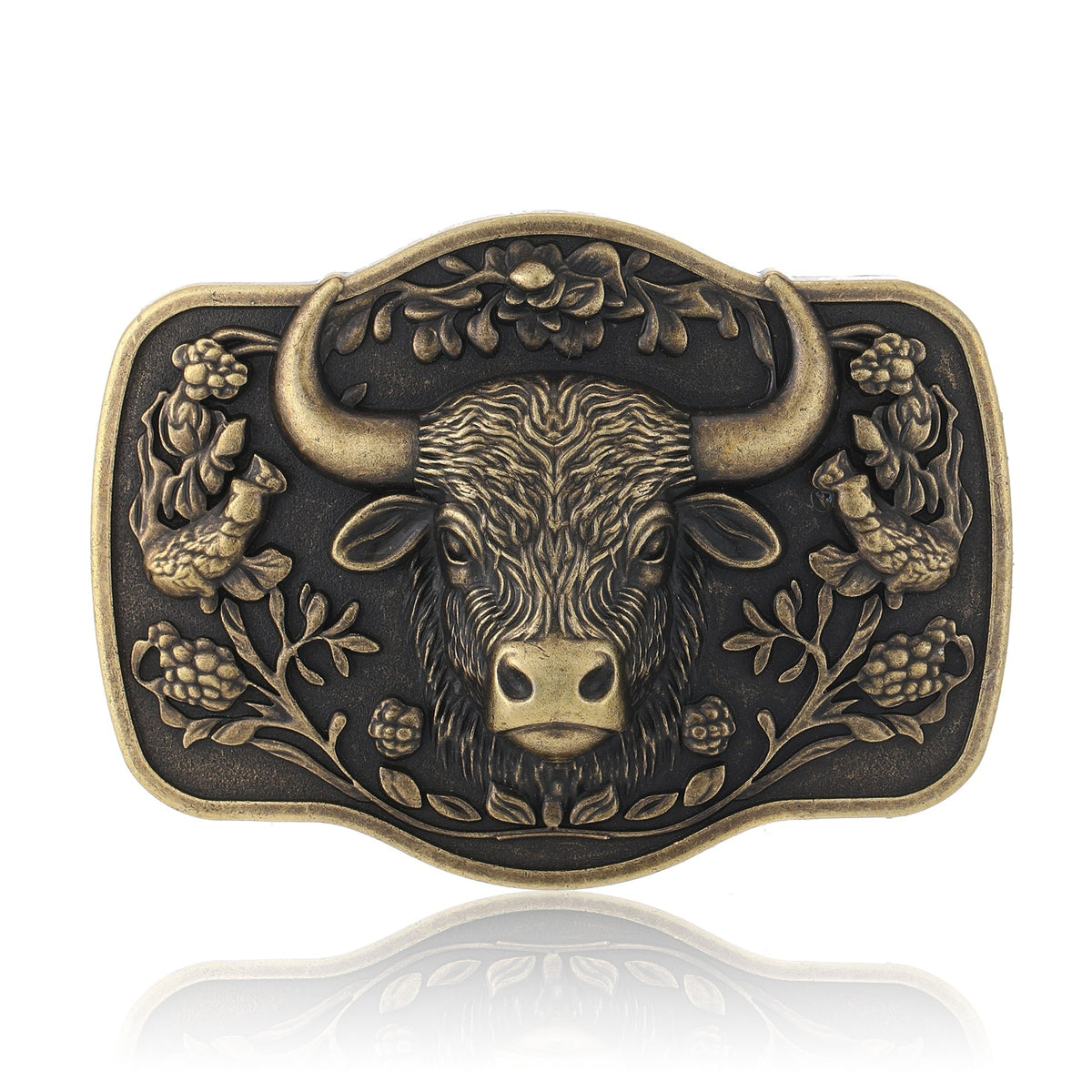 Antique Texas Longhorn Bull Western Cowboy Belt Buckle