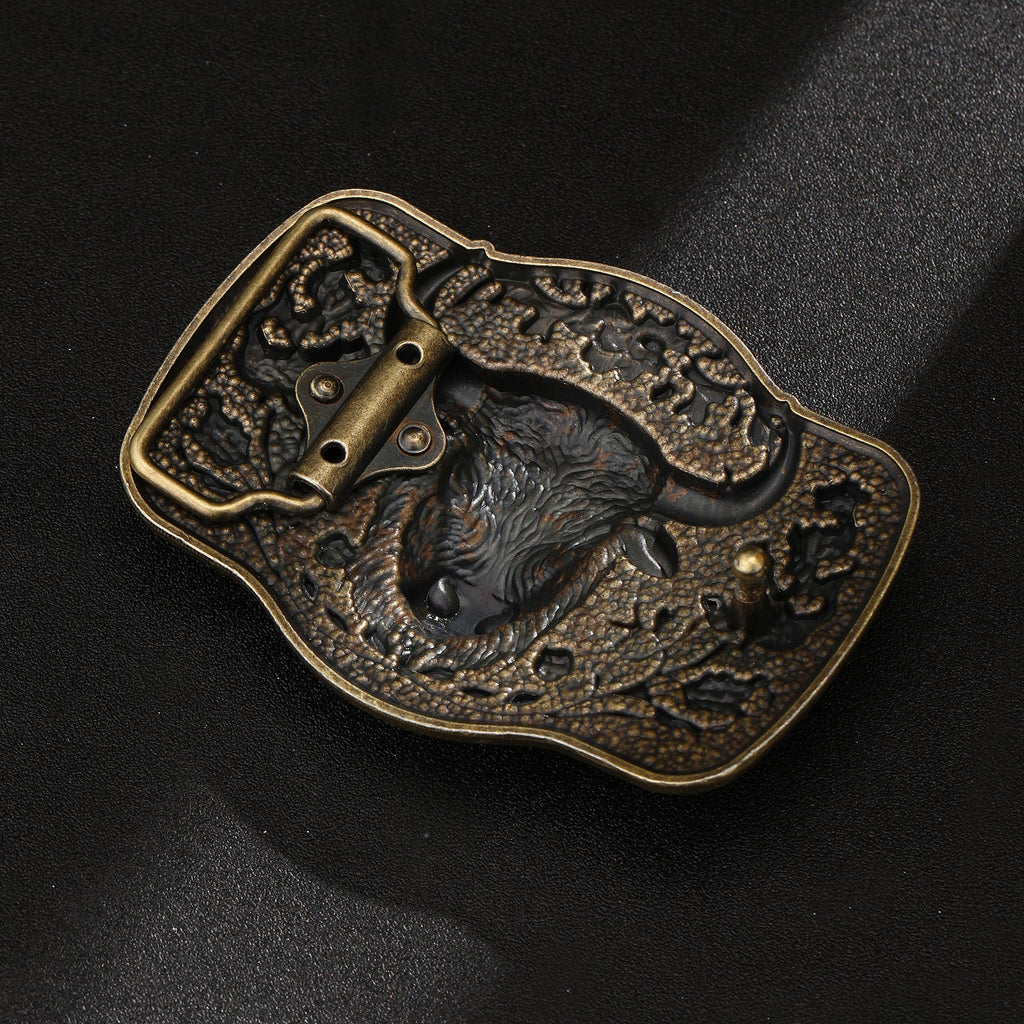 Antique Texas Longhorn Bull Western Cowboy Belt Buckle