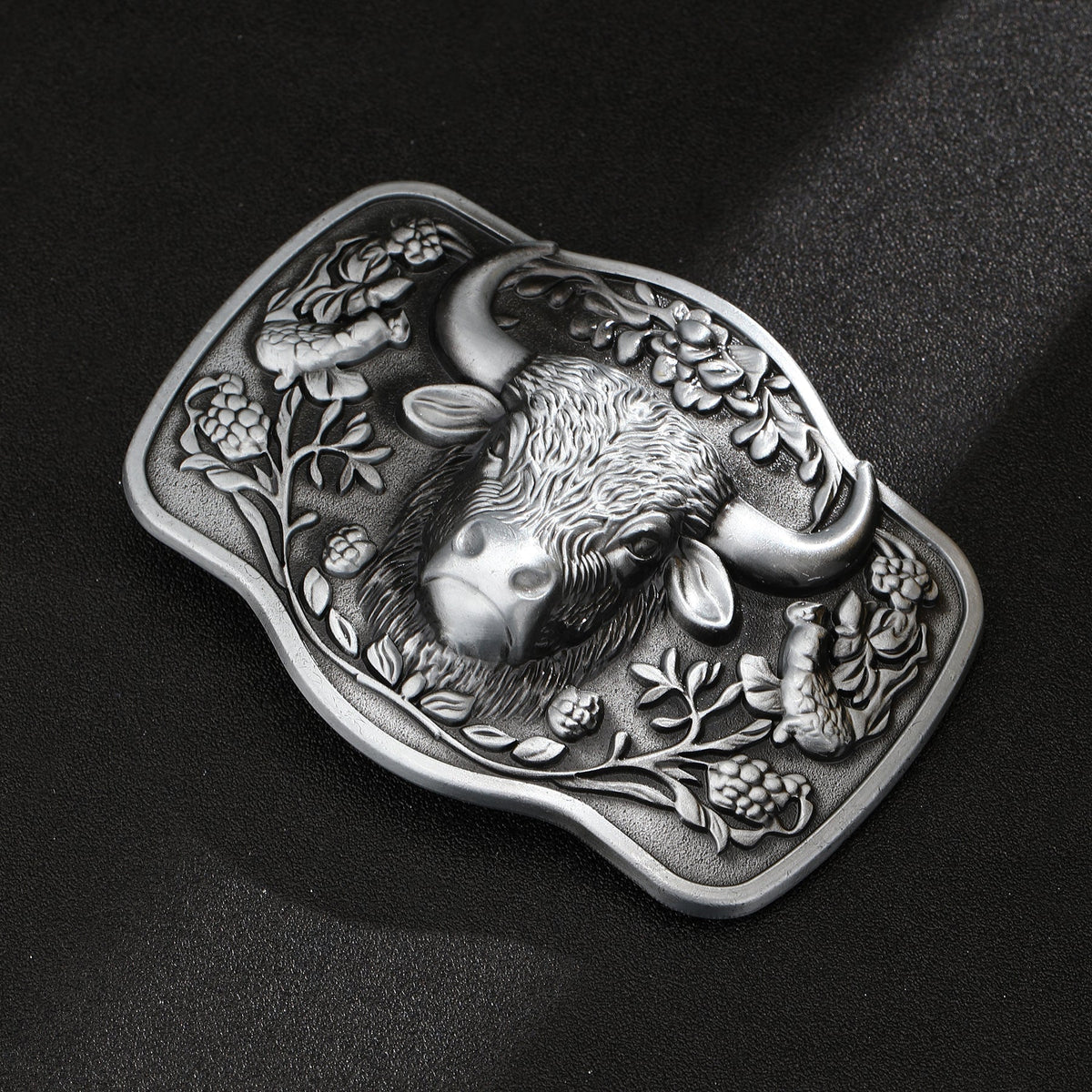 Antique Texas Longhorn Bull Western Cowboy Belt Buckle