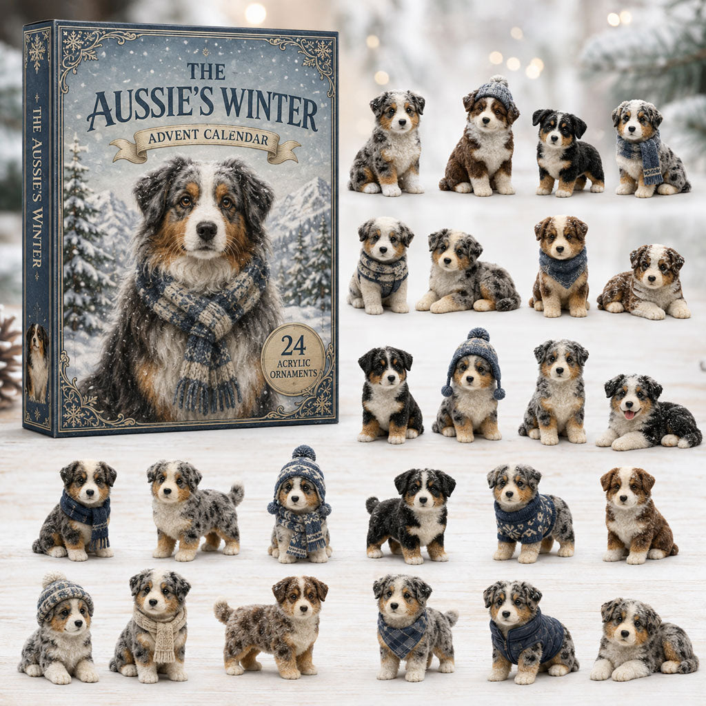 Australian Shepherd Advent Calendar 2026 - 24 Acrylic Aussie Hangers