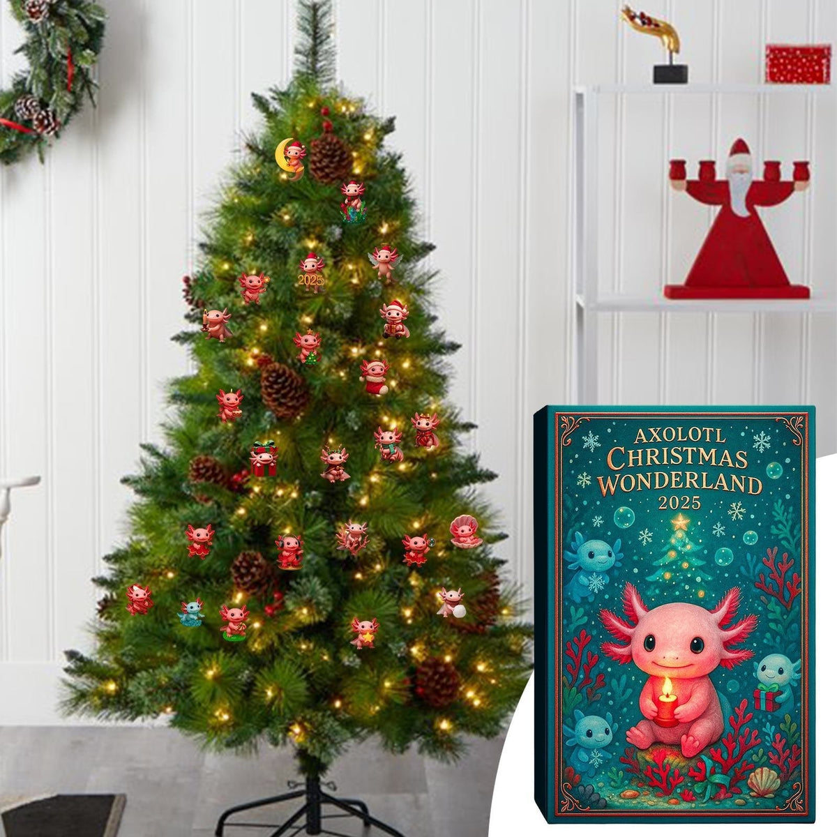 Axolotl Advent Calendar 2026 - 24 Axolotl Christmas Ornaments