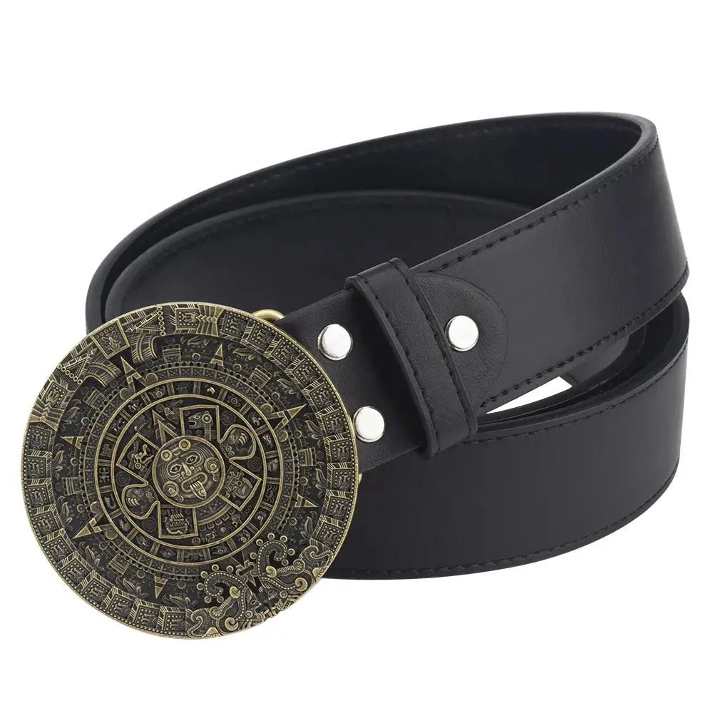 Aztec Solar Calendar Belt Buckle