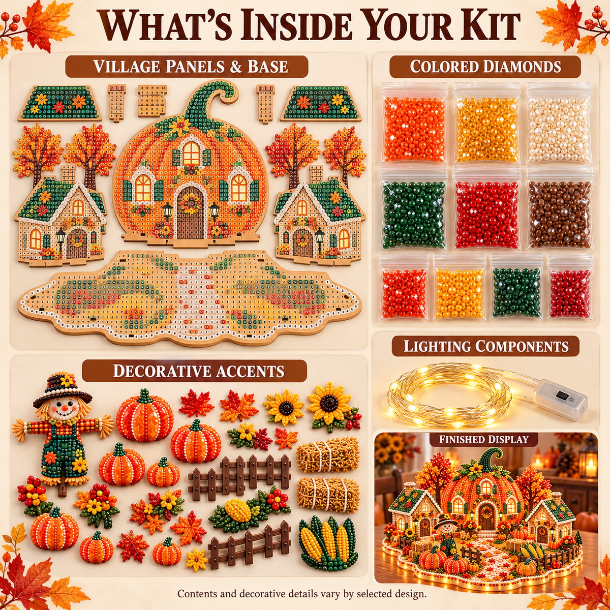 DIY Sparkling Autumn Village — 3D Diamond Art Decoration Kit