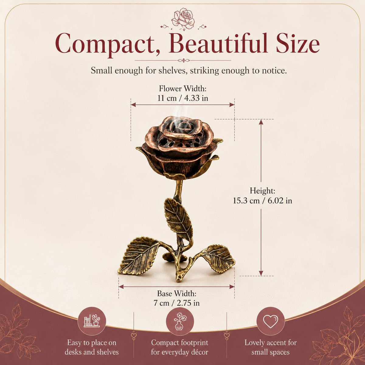 🌹💕 Vintage Rose Incense Burner – A Thoughtful Gift for Meditation & Relaxation Lovers ✨🕯️