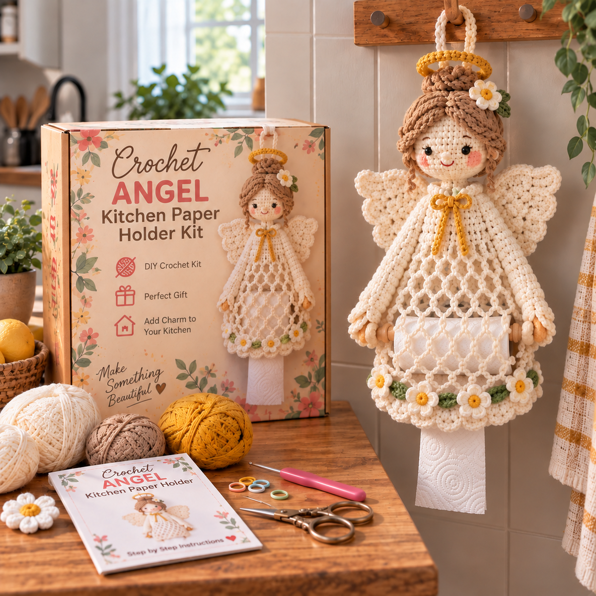Crochet Angel Kitchen Tissue Holder DIY Kit