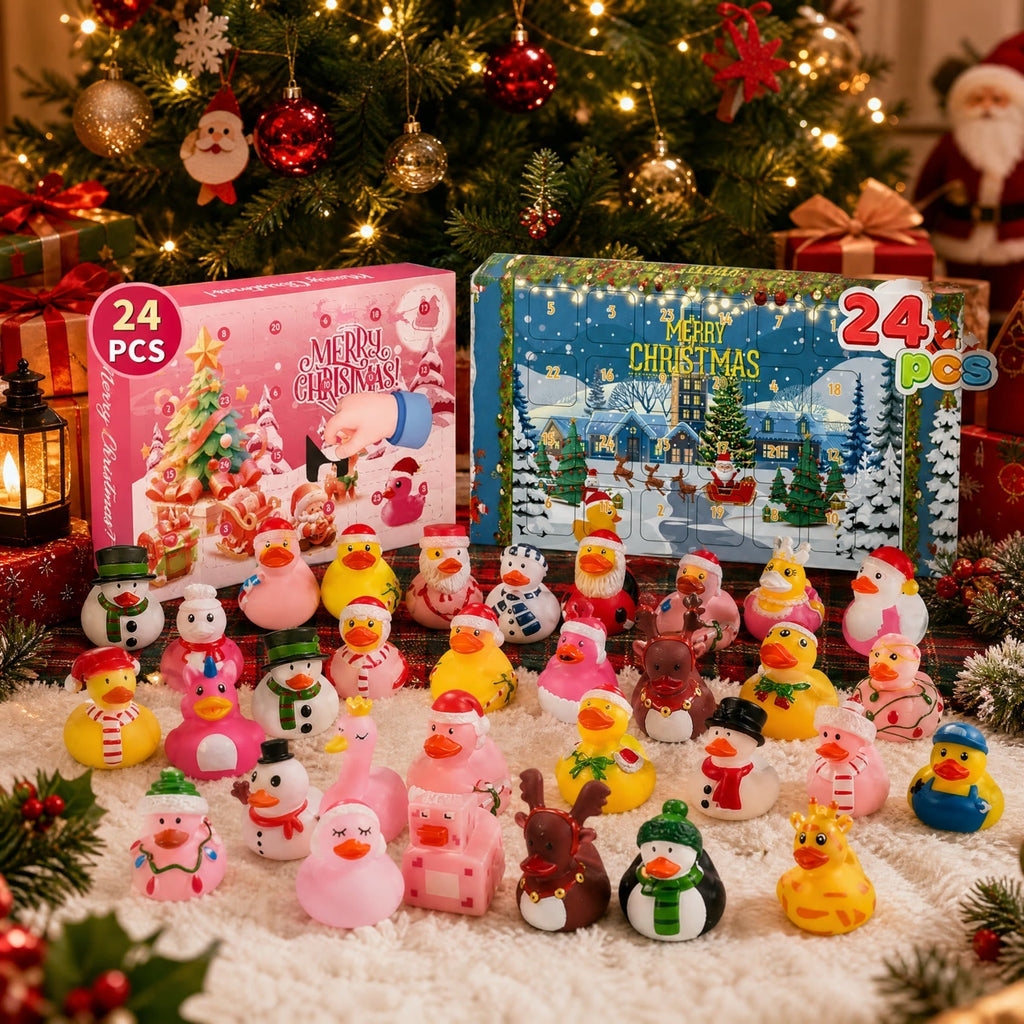 Rubber Duck Advent Calendar 2026 - 24 Christmas Rubber Ducks, Yellow or Pink