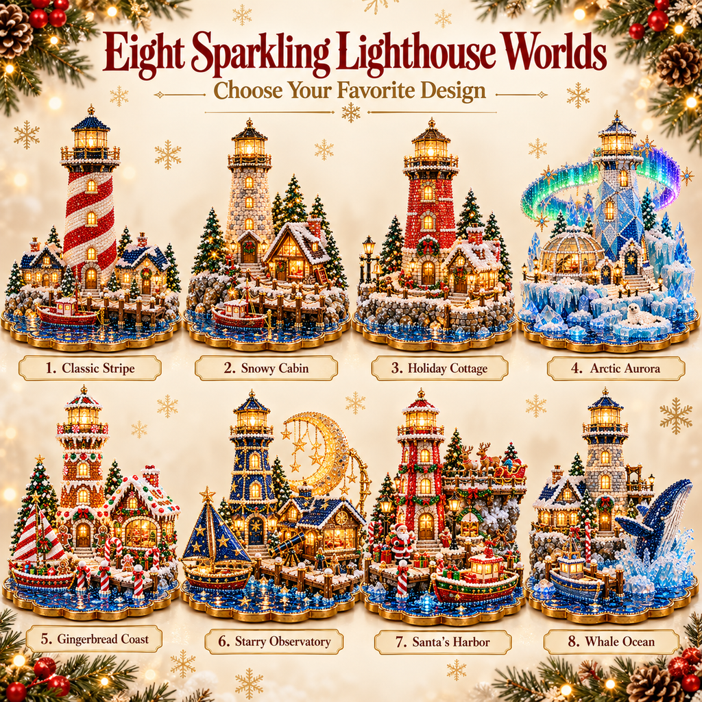 Christmas Lighthouse Village – DIY 3D Diamond Art Decoration Kit