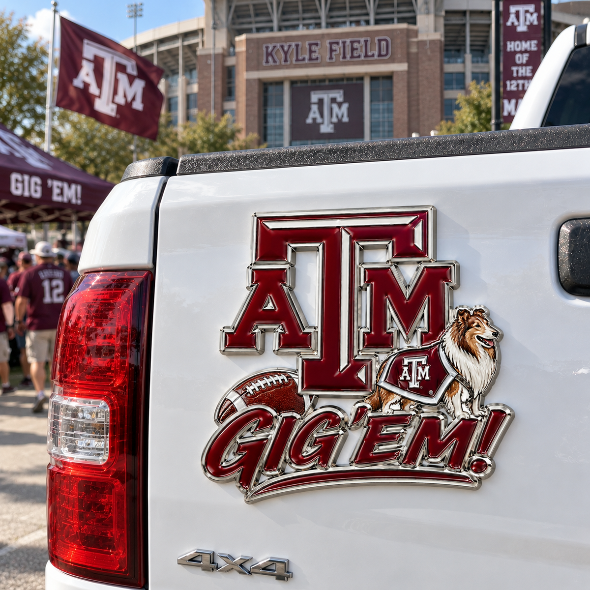 Gig 'em! Car Emblem Metal Badge