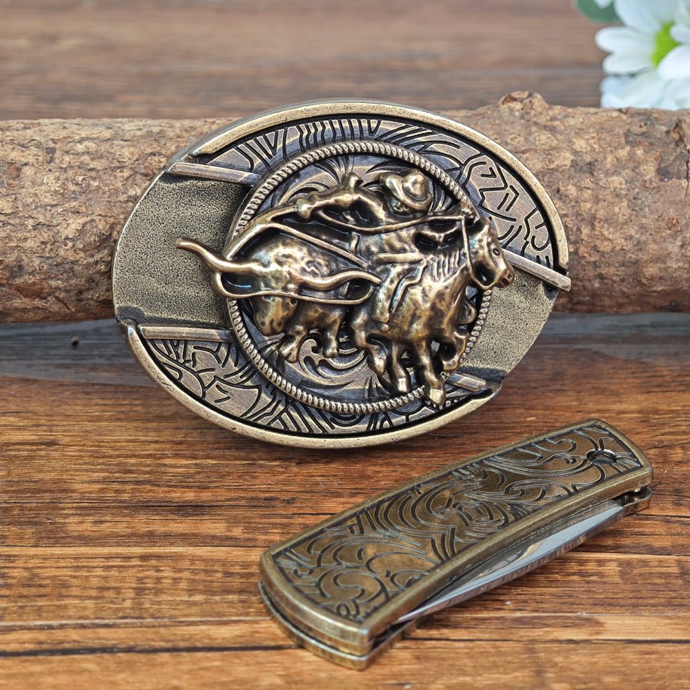 Antique Brass Rodeo Cowboy Belt Buckle