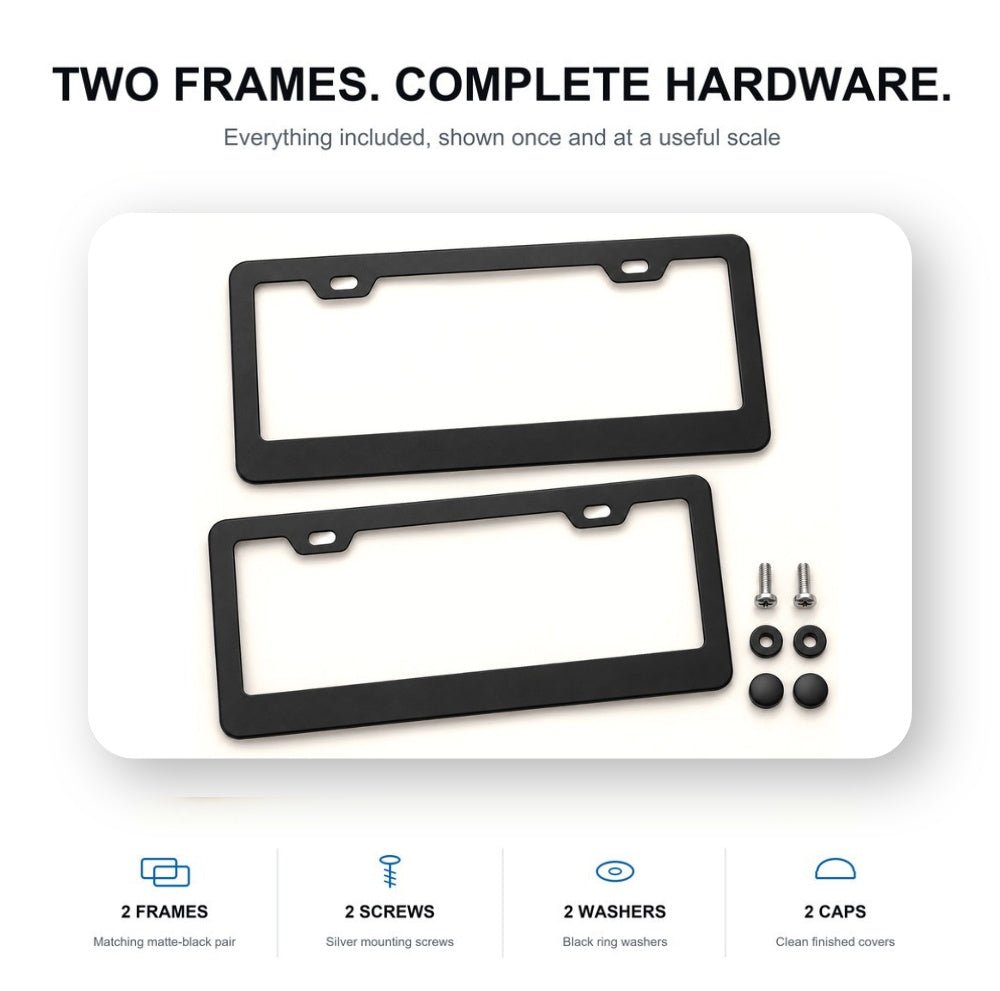 Black License Plate Frames for Tesla – 2 Pack, Front & Rear
