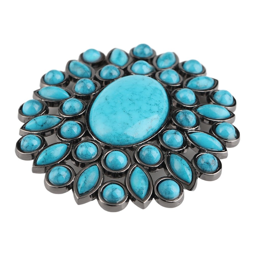 Boho Turquoise Cluster Western Belt Buckle