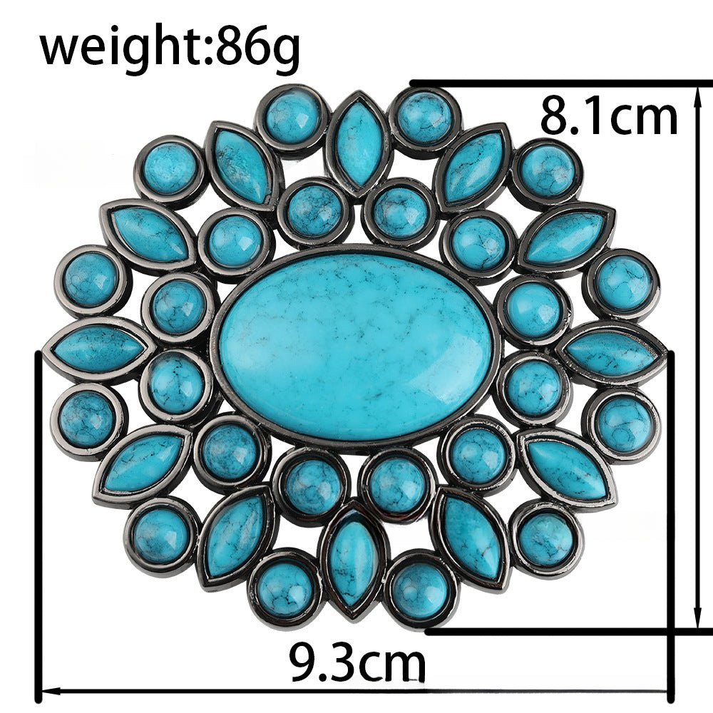 Boho Turquoise Cluster Western Belt Buckle