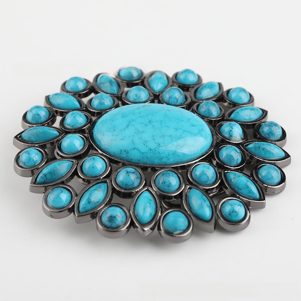 Boho Turquoise Cluster Western Belt Buckle