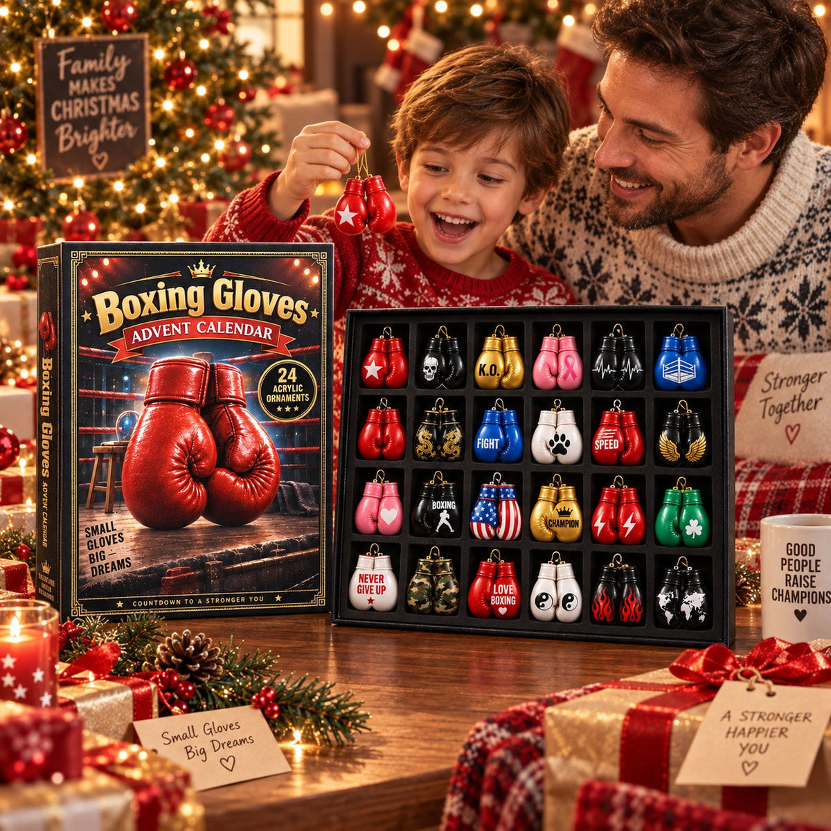 Boxing Advent Calendar 2026 - 24 Acrylic Boxing Ornaments for Boxing Enthusiasts