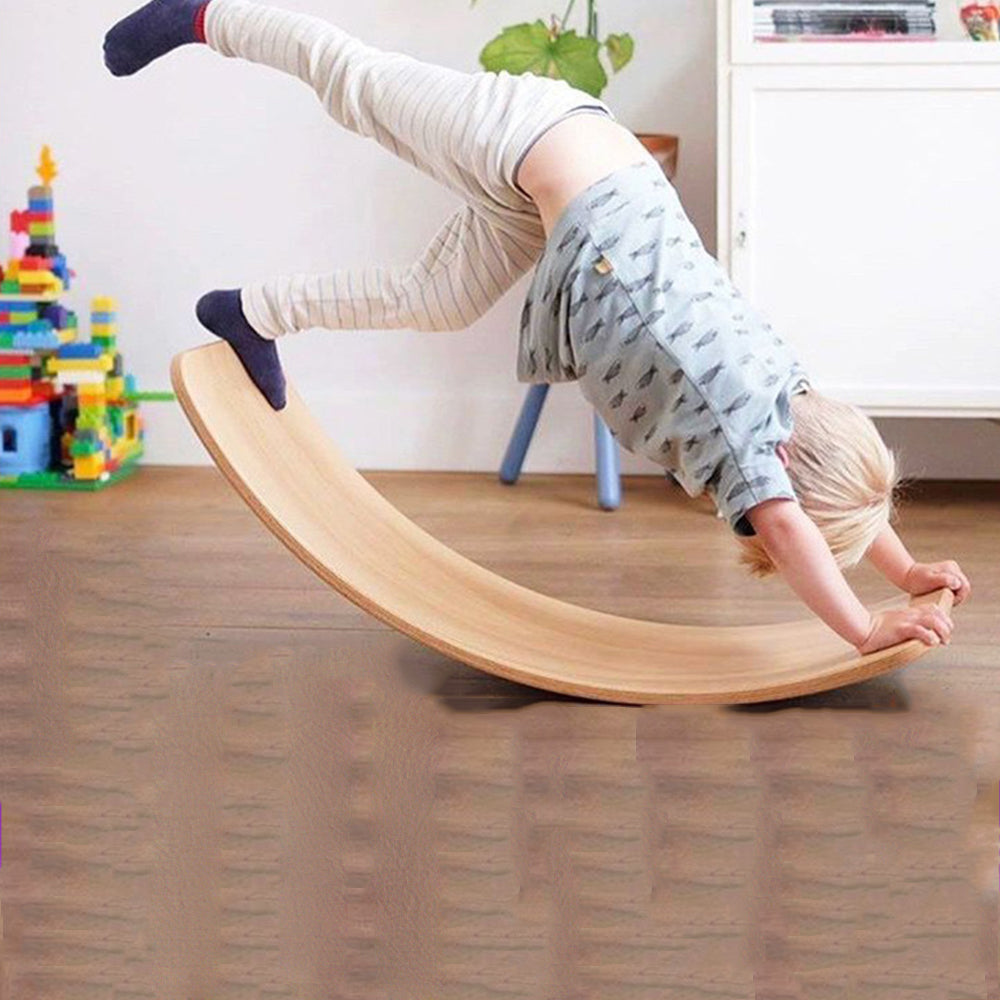 Natural Wooden Balance Board for Kids – Open-Ended Montessori Toy for Creative Play