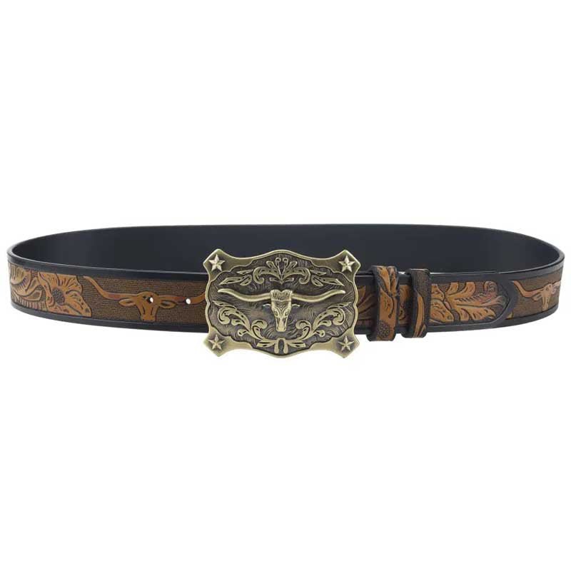 Bronze Longhorn Square Belt Buckle