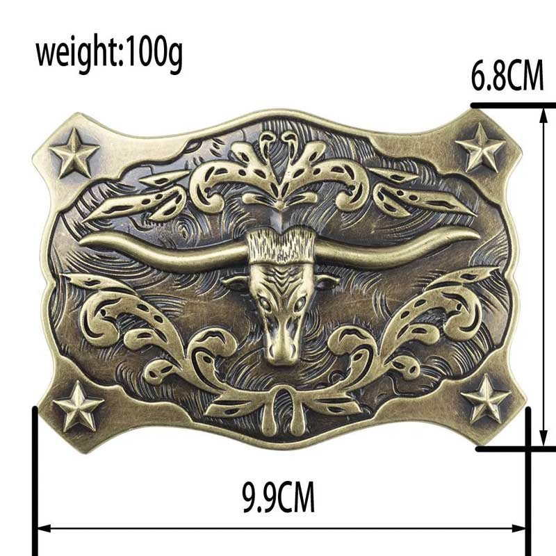 Bronze Longhorn Square Belt Buckle