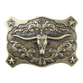 Bronze Longhorn Square Belt Buckle