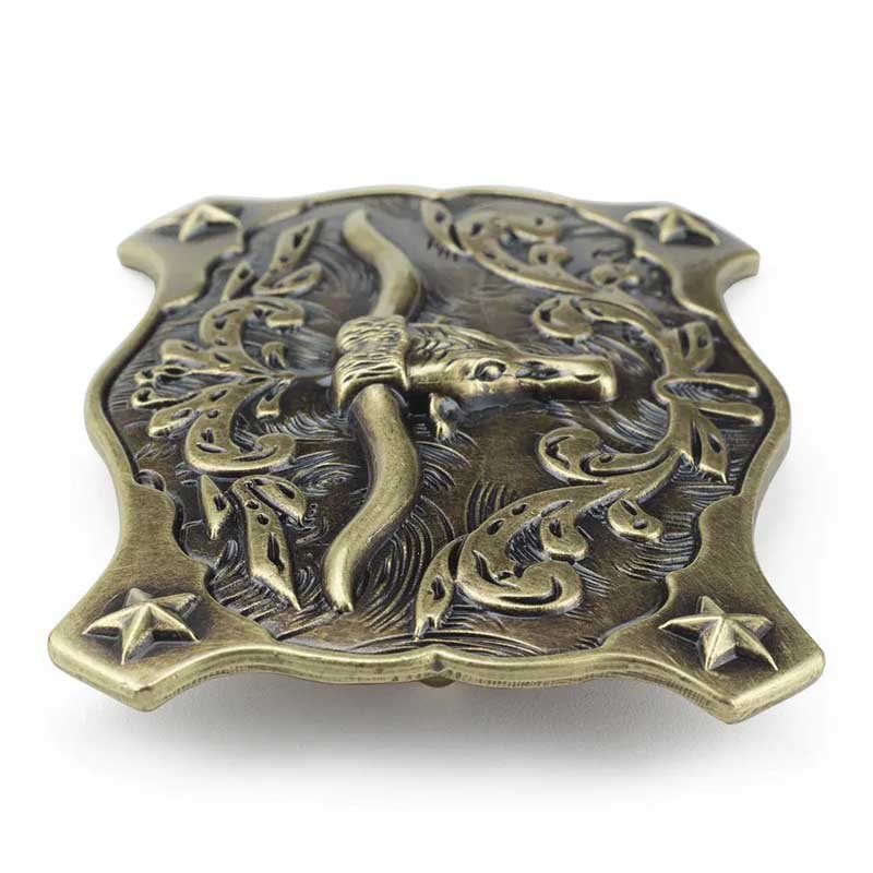Bronze Longhorn Square Belt Buckle