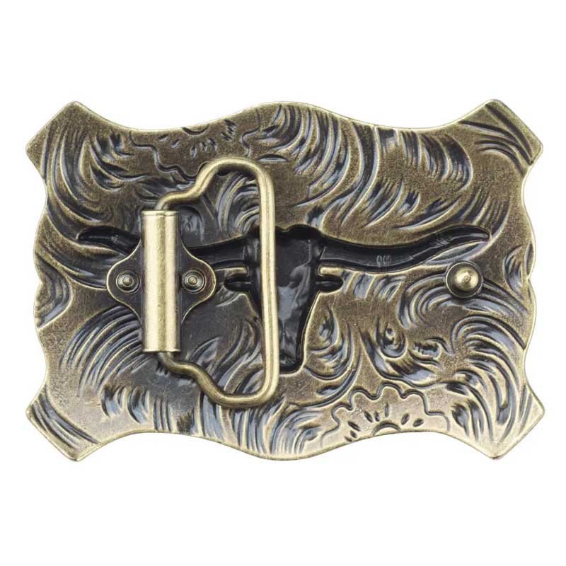 Bronze Longhorn Square Belt Buckle