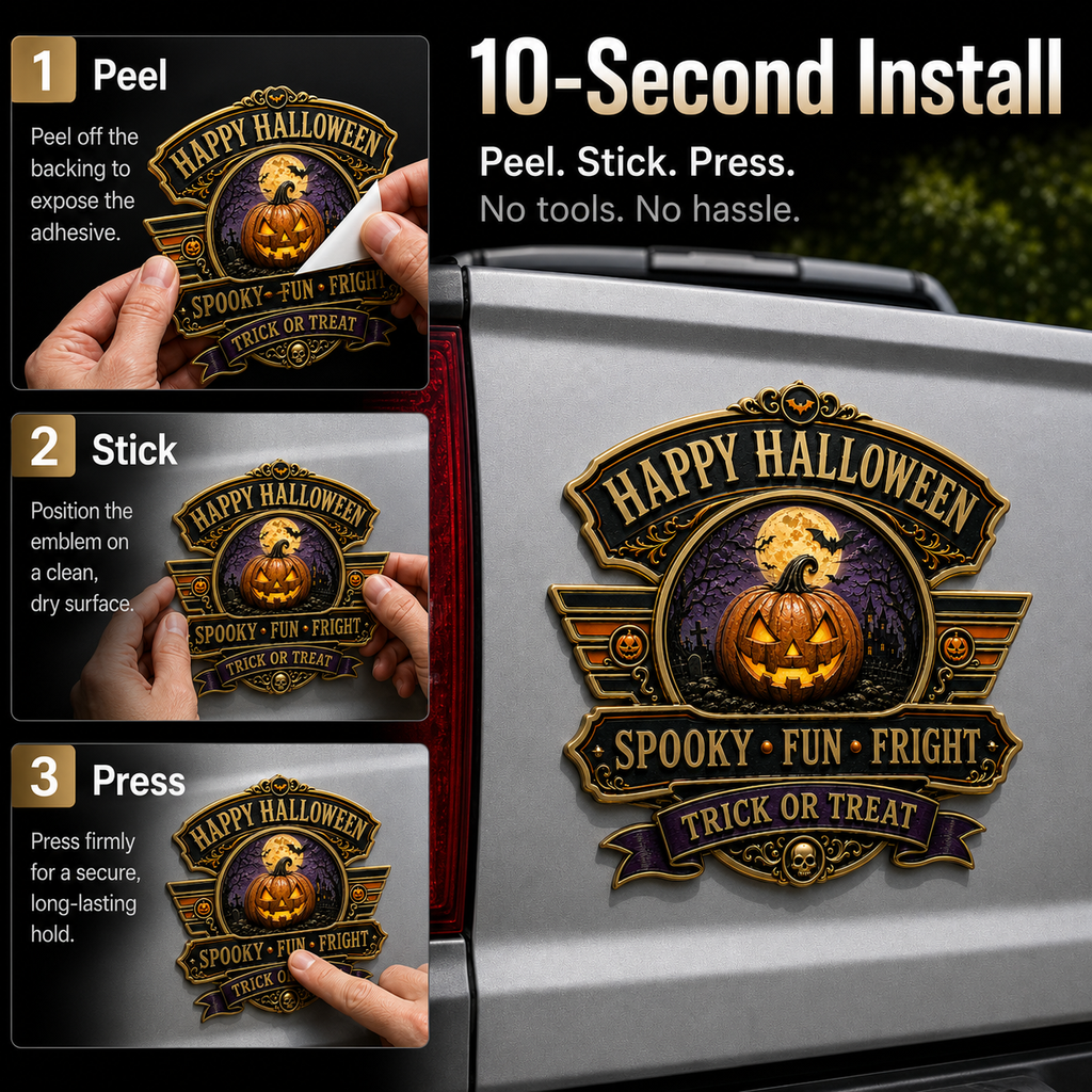 Happy Halloween Metal Car Emblem