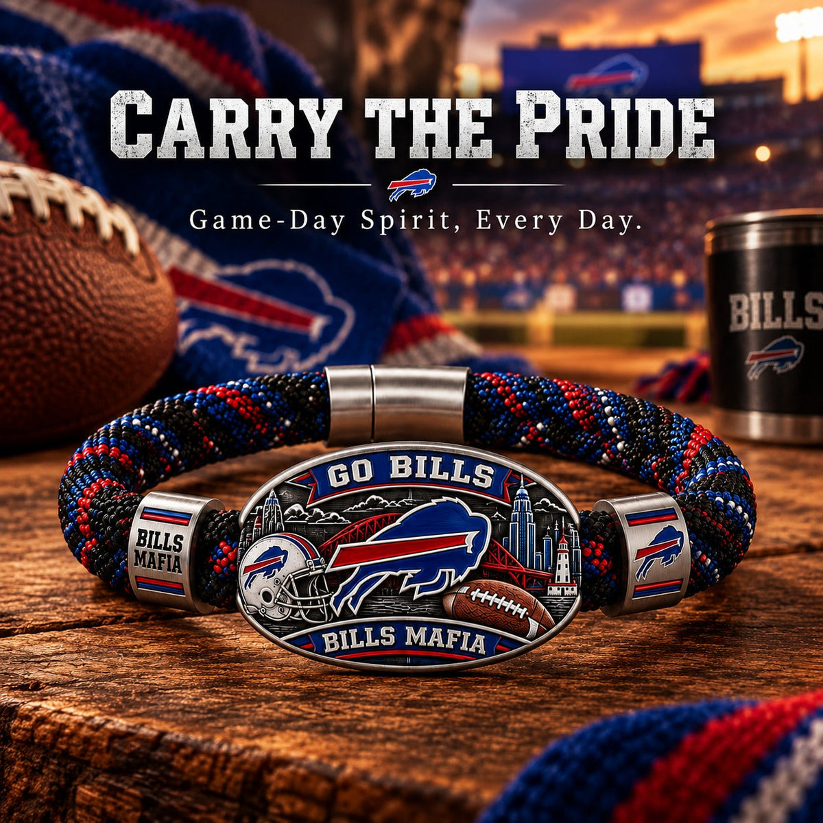 Buffalo Football Heritage Braided Bracelet