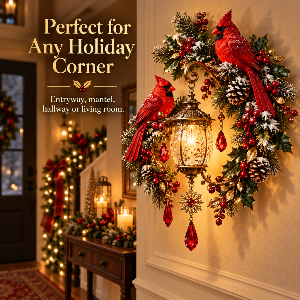 Cardinal Christmas Lantern Glow – Lighted Holiday Wall Decor