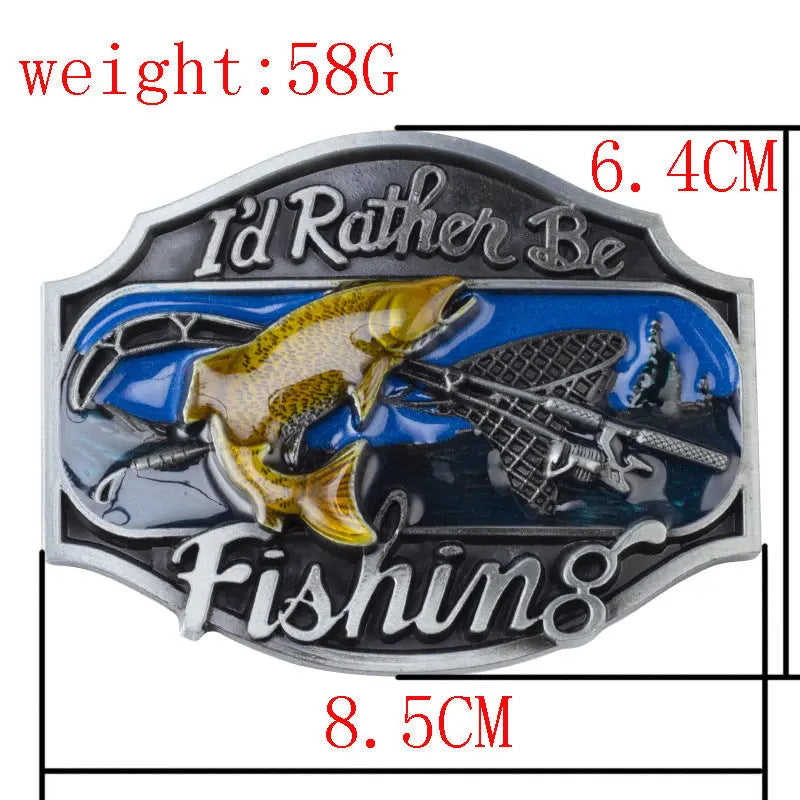 I'd Rather Be Fishing Western Belt Buckle