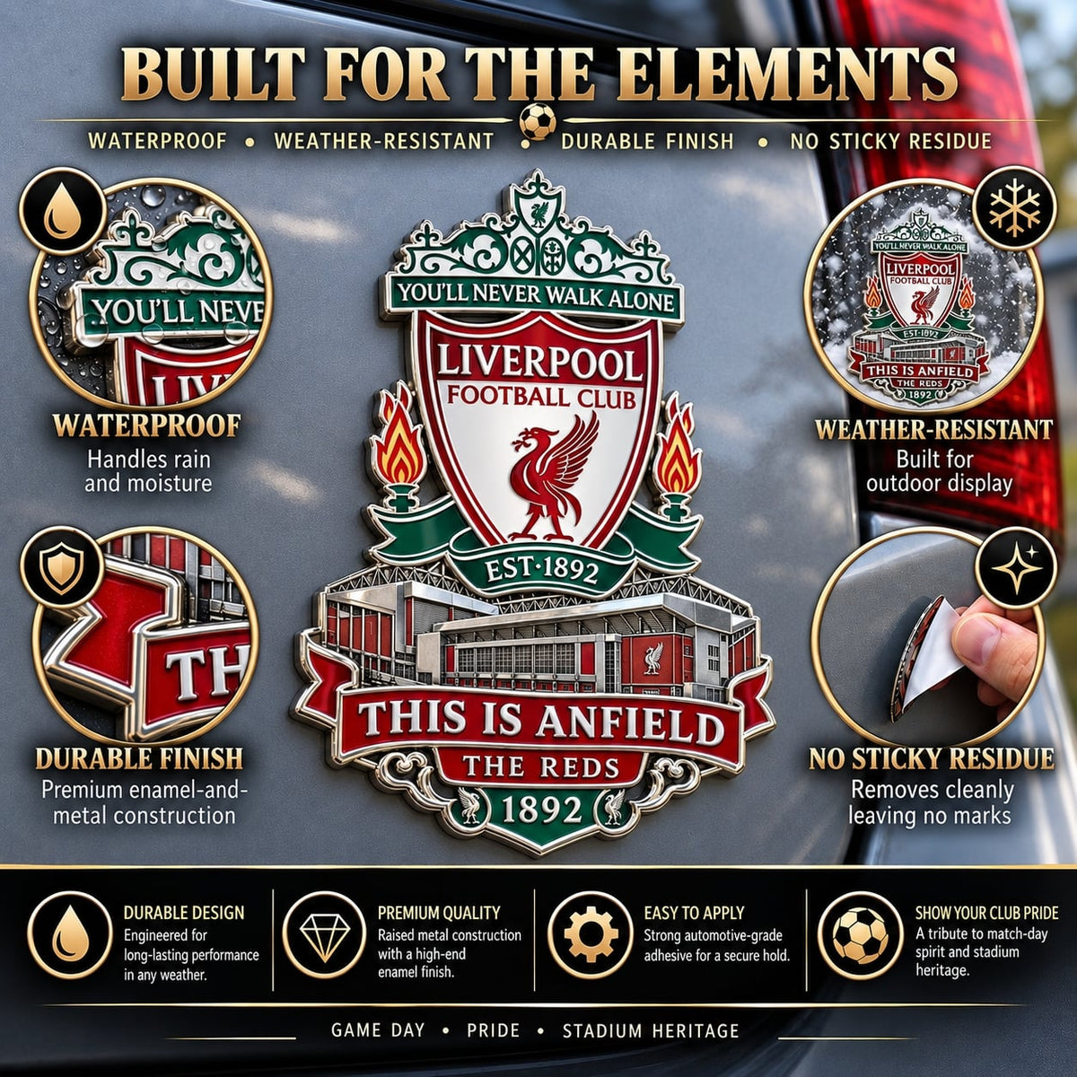 “This Is Anfield” 1892 “The Reds” Tribute Metal Car Emblem