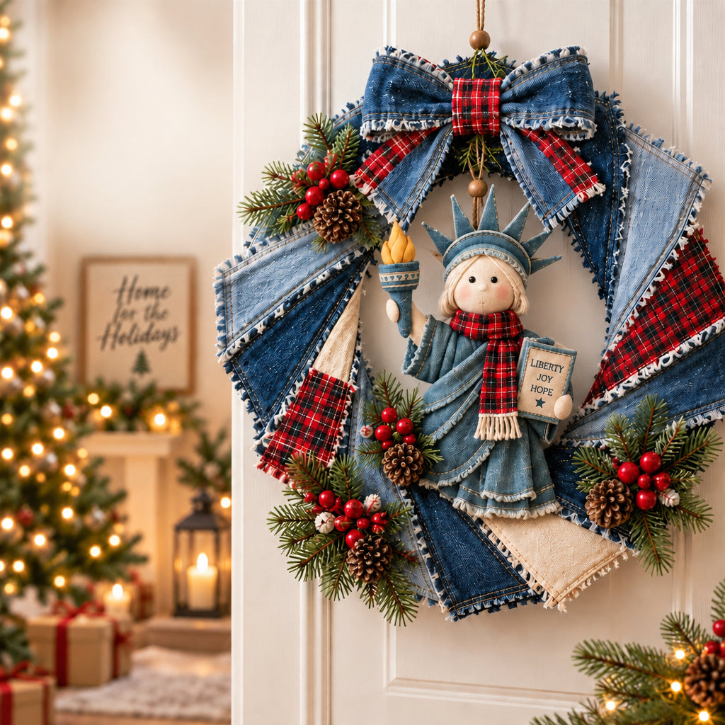 Denim Christmas Wreath DIY Sewing Kit