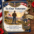 Patriotic Veteran Keychain with Appreciation Card