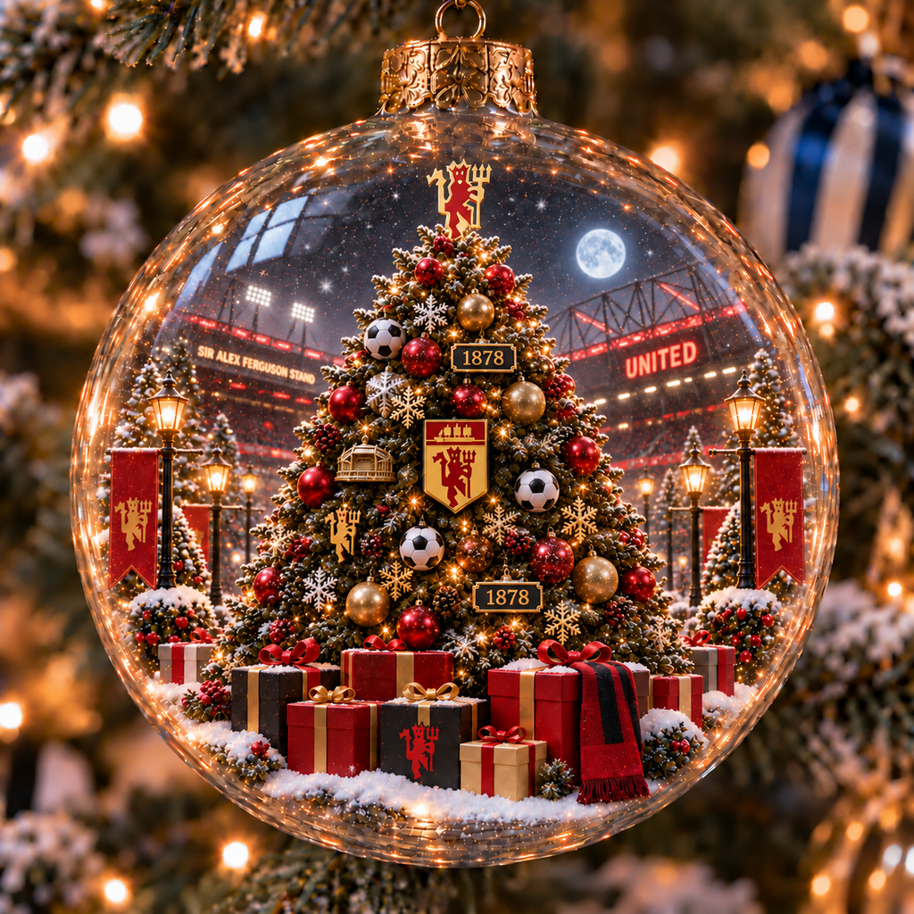 United in Red — Light-Up Football Heritage Ornament